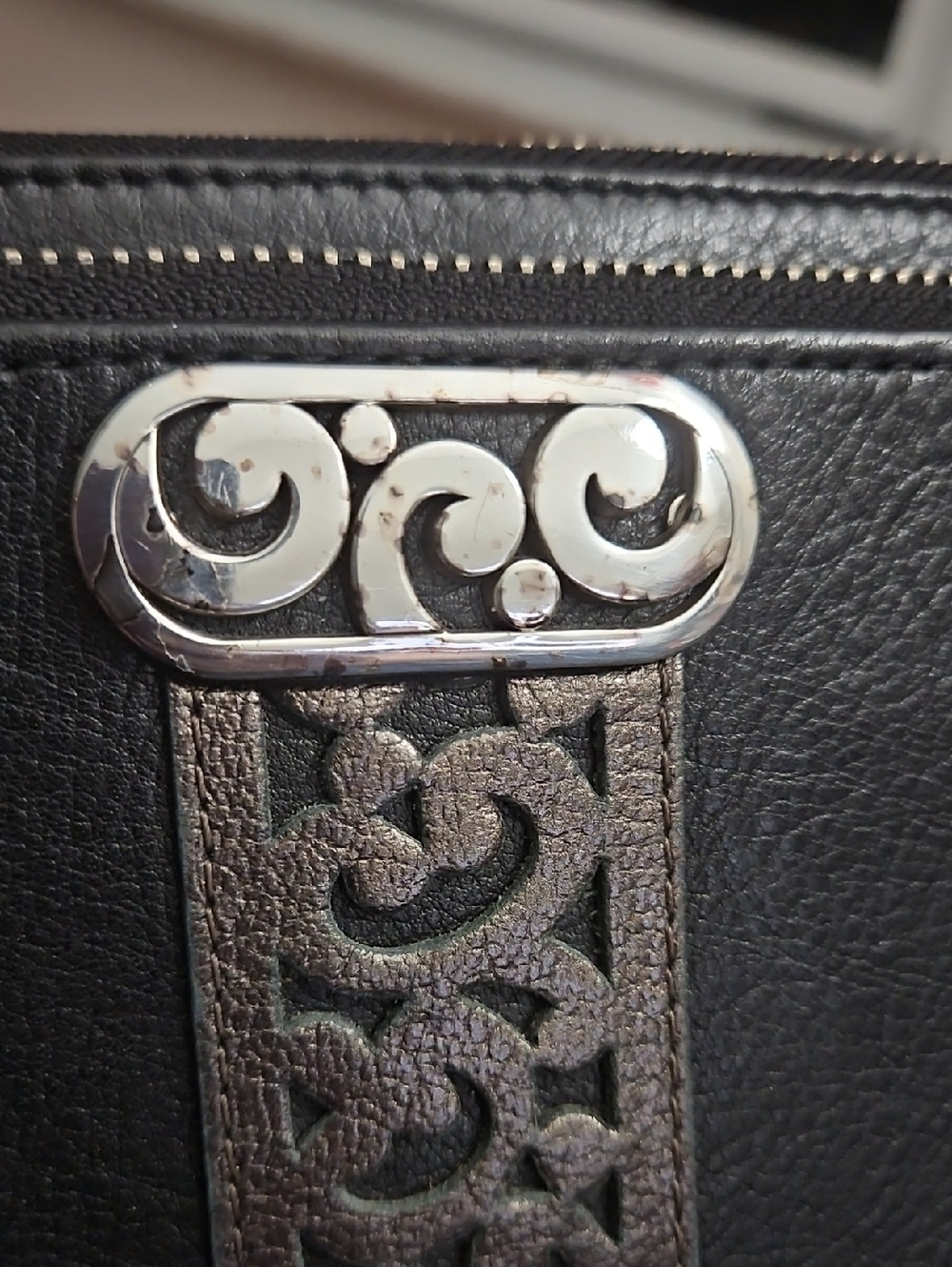 Brighton Black Leather Wallet/Organizer/Crossbody with Silver Accent - Picture 11 of 14
